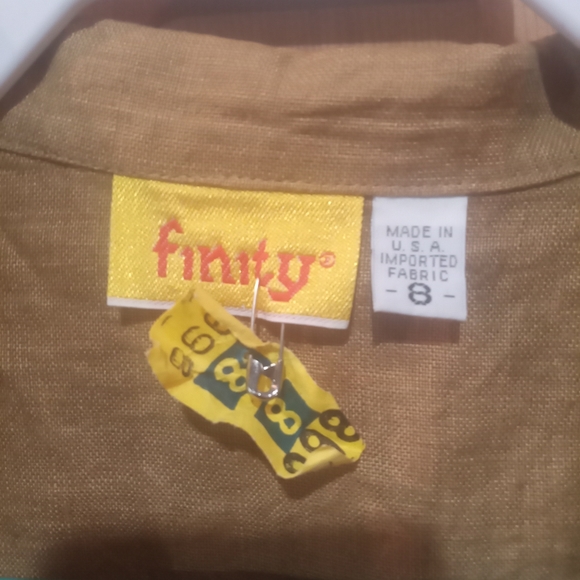 Finity vintage Union tag brown 100% linen blazer size 8 - Picture 4 of 6